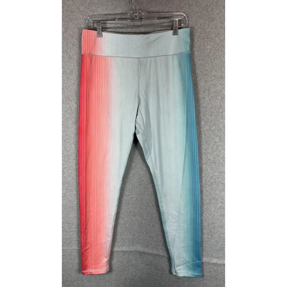 Xersion Leggings Womens Large Red Blue Ombre High Rise Yoga Pants Athletic Gym